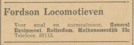 Advert for Fordson locomotives